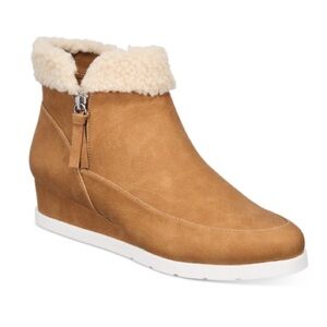 Style & Company Danniee Hidden Wedge Ankle Bootie Size 8.5 Tan NIB Faux Sh…